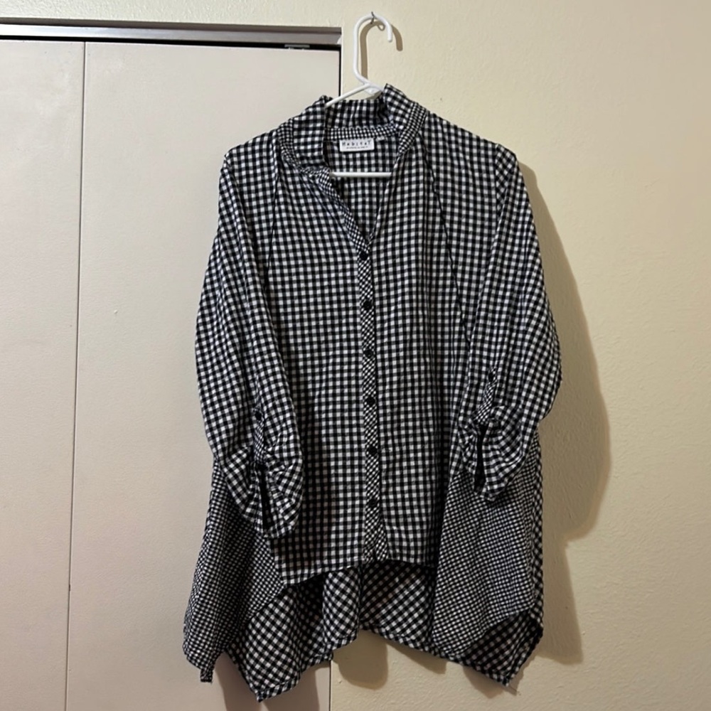 Women’s SZ S Habitat Oversized Half Sleeve Flannel